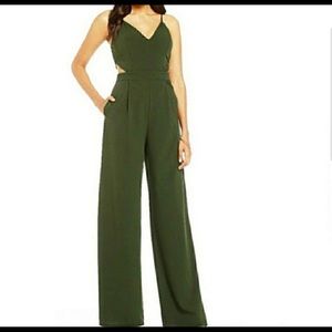 Gianni Bini Cutout Wide Leg V-neck Jumpsuit